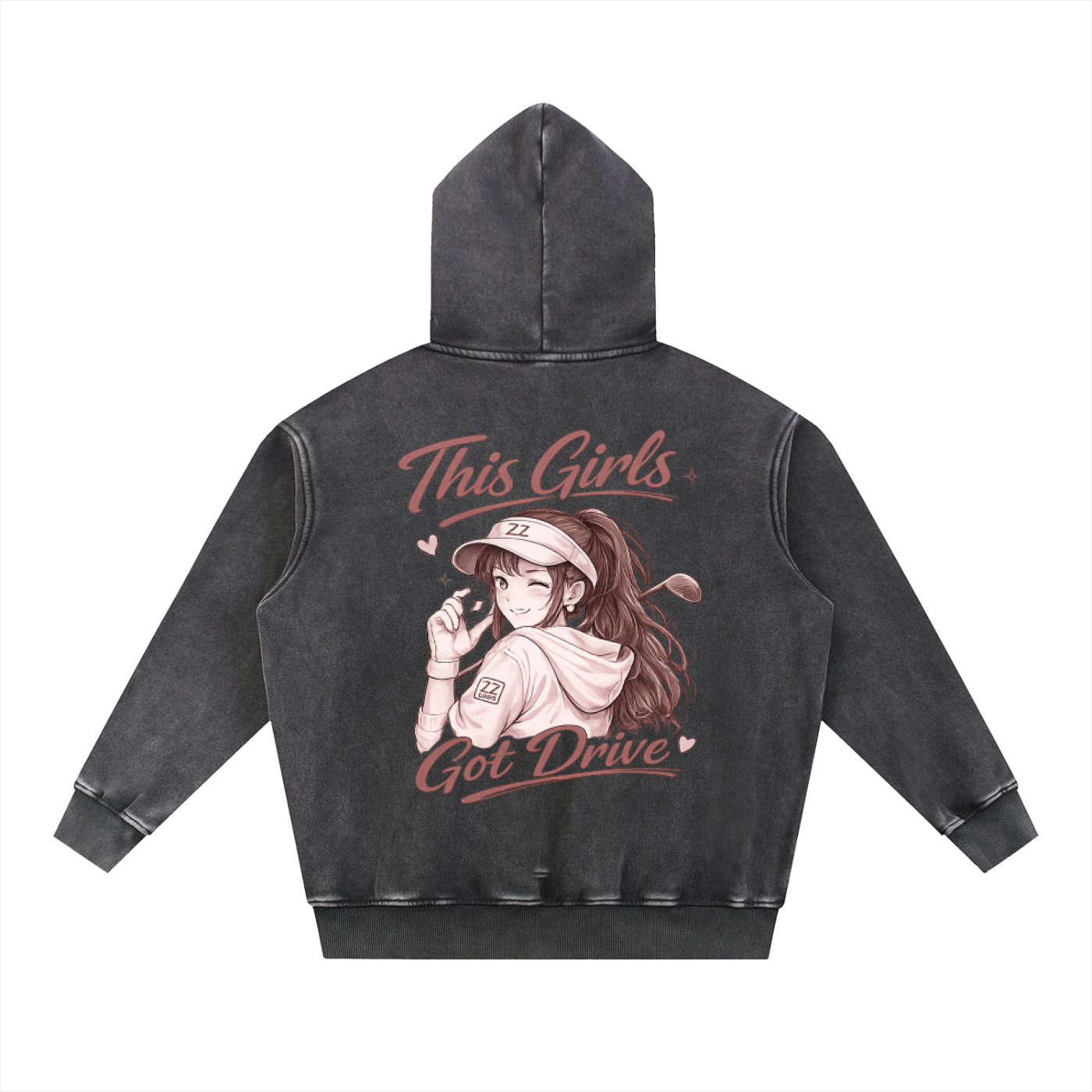 The 19th Hole Hoodie — Black & Apricot | Zero Zen Golf