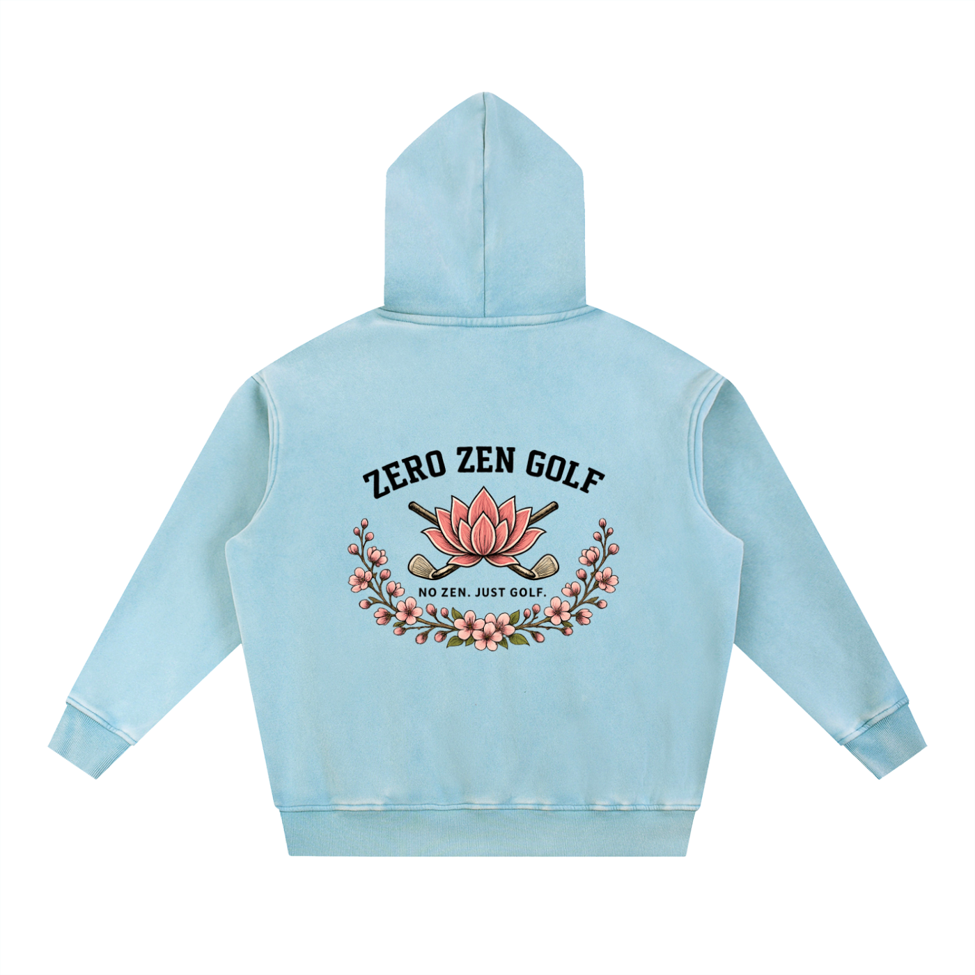 Zero Zen Golf 19th Hole Hoodie — Oversized Golf Hoodie | Apricot & Lake Blue