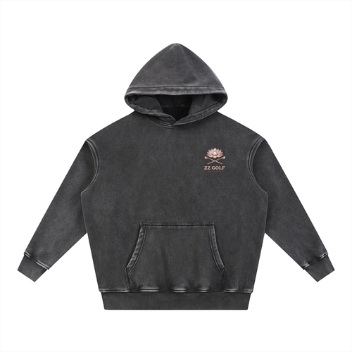 The 19th Hole Hoodie — Black & Apricot | Zero Zen Golf