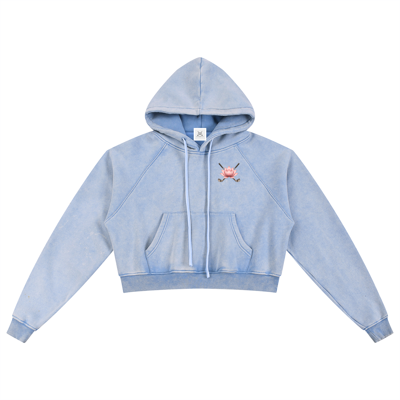 Zero Zen Golf Caddy Crop Hoodie — Women's Aesthetic Golf Hoodie | Pink & Blue
